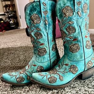 Lucchese 1883 Turquoise Roses and Thorns western boots